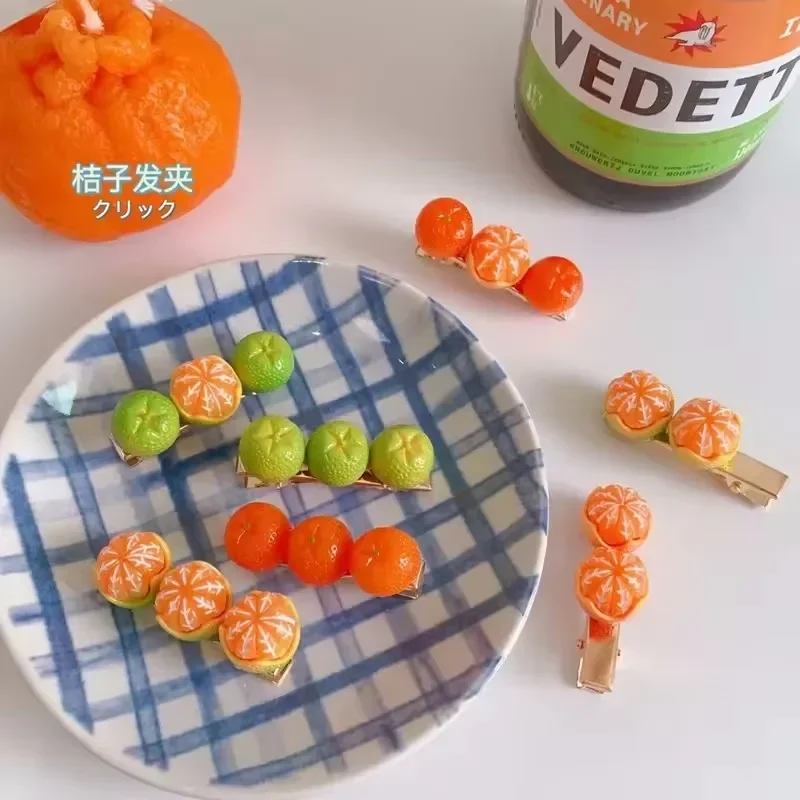 Kreative lustige halbgeschälte Orangen-Haarspange, niedliche Mädchen-Seitenklammer, japanische Frucht-Wortklammer, Entenschnabelklammer, Net-Red-Haaraccessoires
