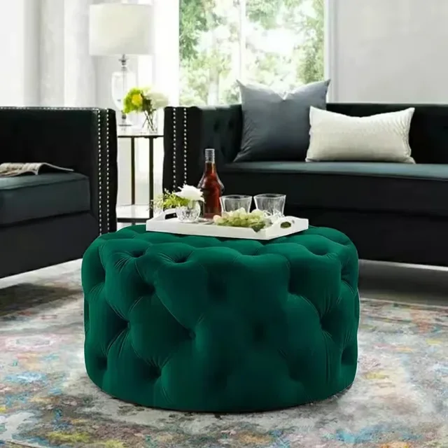Nordique vestiaire canapé chambre vanité chaise tabouret salon repose-pieds tabouret circulaire changement de chaussures rembourrage pied tabourets pouf 1