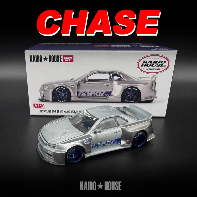 KAIDO★HOUSE Nissan GT-RR34 V1 ノーマル&チェイス Chase Kaido House 1:64 Nissan Skyline GT-R (R34) Kaido Works