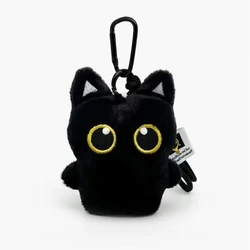 Adorable Black Big - Eyed Plush Cat Keychain and Backpack Accessory (Little black cat)