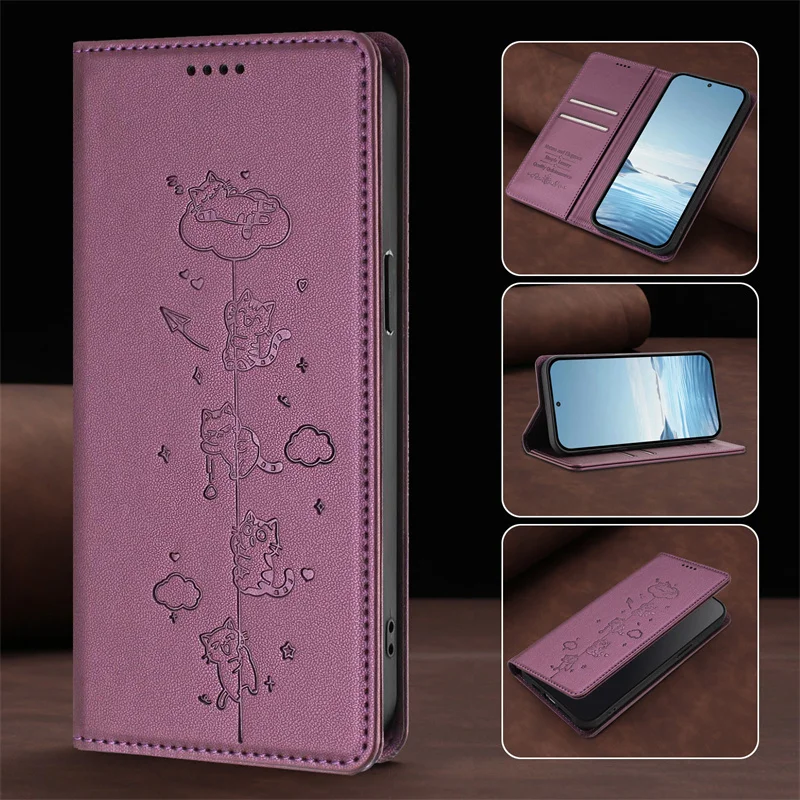Magnetic Leather Stand Wallet Case with Back Cover