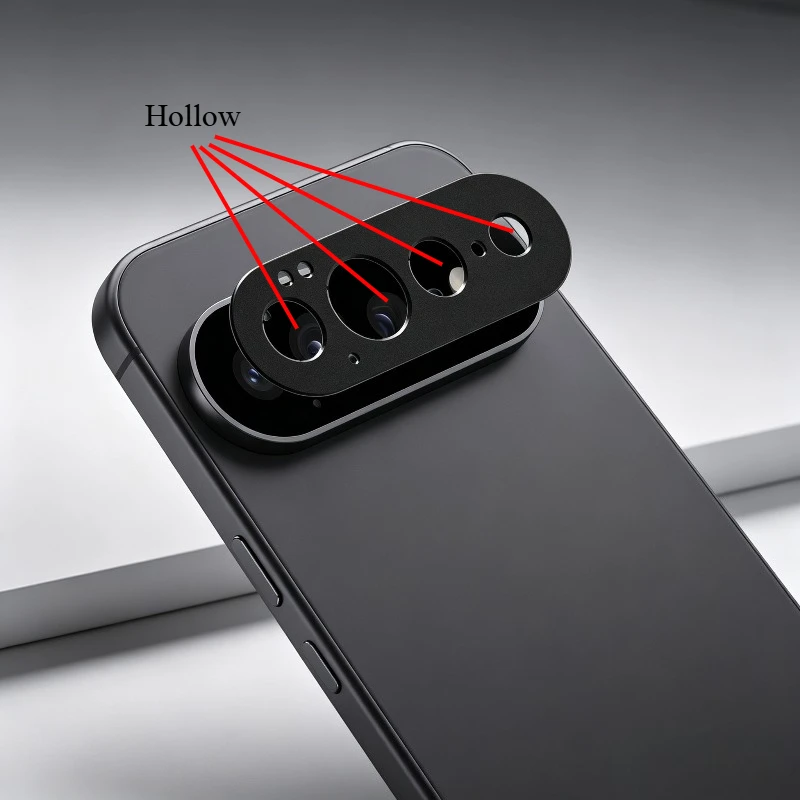 Premium Metal Aluminum Camera Bezel Cover with Hollow Lens Protection and Case-Friendly Design