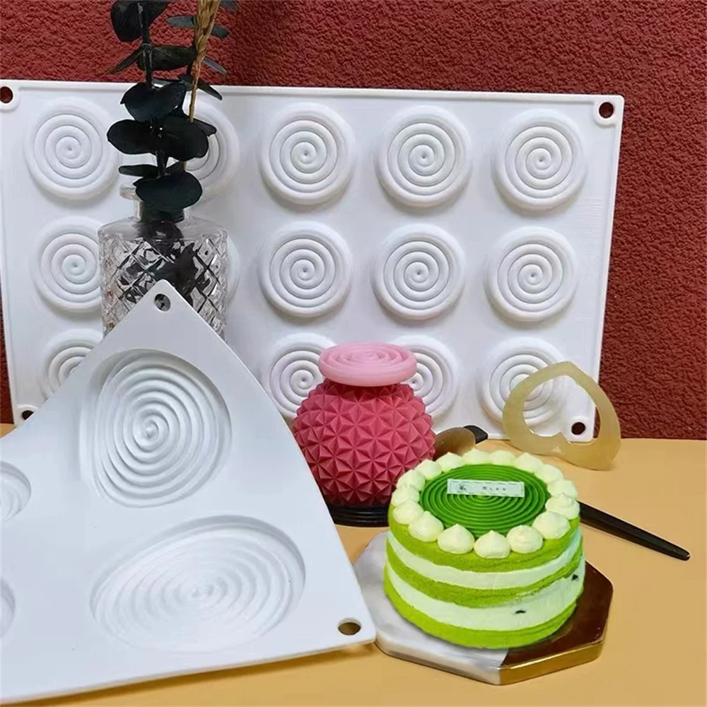 Spiral Silicone Molds for Baking Supplies - Silicone Soap Molds for  Chocolate Candy Making Supplies Mousse Circle Silicone Cake Molds for Soap  