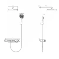 ก๊อกน้ำฝักบัวแบบเทอร์โมสตัทสีโรสโกลด์ ก๊อกน้ำฝักบัวแบบเรนชาวเวอร์สีเทาทองเหลืองติดผนัง ก๊อกน้ำฝักบัวสำหรับอ่างอาบน้ำ 6