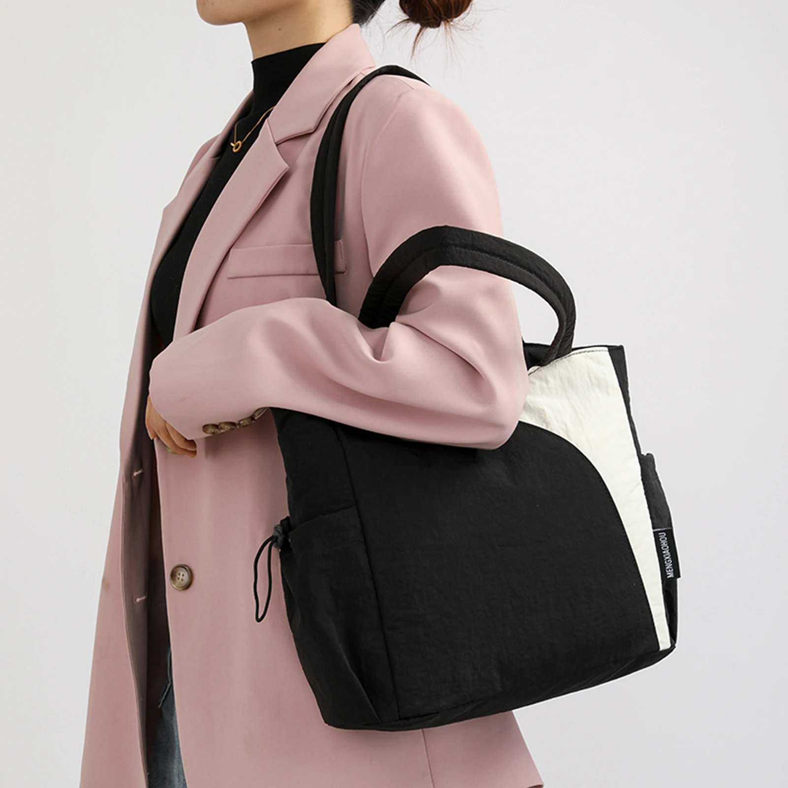 Casual Crossbody Bag Large Capacity Trendy Shoulder Bag Contrast Color Nylon Satchel Bag Shopping Work Date Party Bag