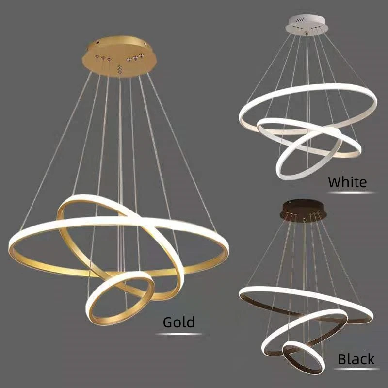Outer Luminous Circle Living Room Pendant Chandelier Modern 4 Lamp Colors Available Factory Direct Sales LED Lighting Fixture 4