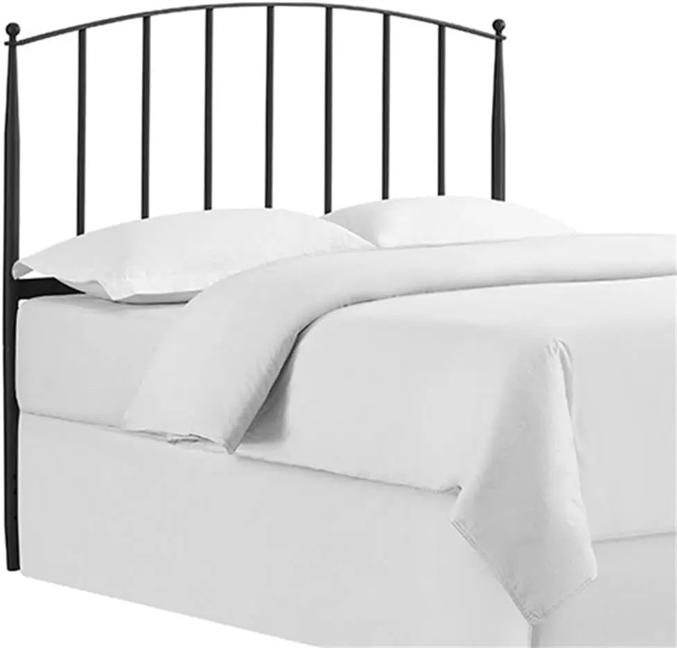 Modern Metal Full Queen Spindle Headboard in Powder-Coated Black