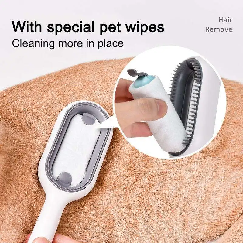 물탱크가 있는 털날림 방지 고양이 강아지 그루밍 브러쉬, 부드러운 실리콘 털 제거 및 마사지용 빗