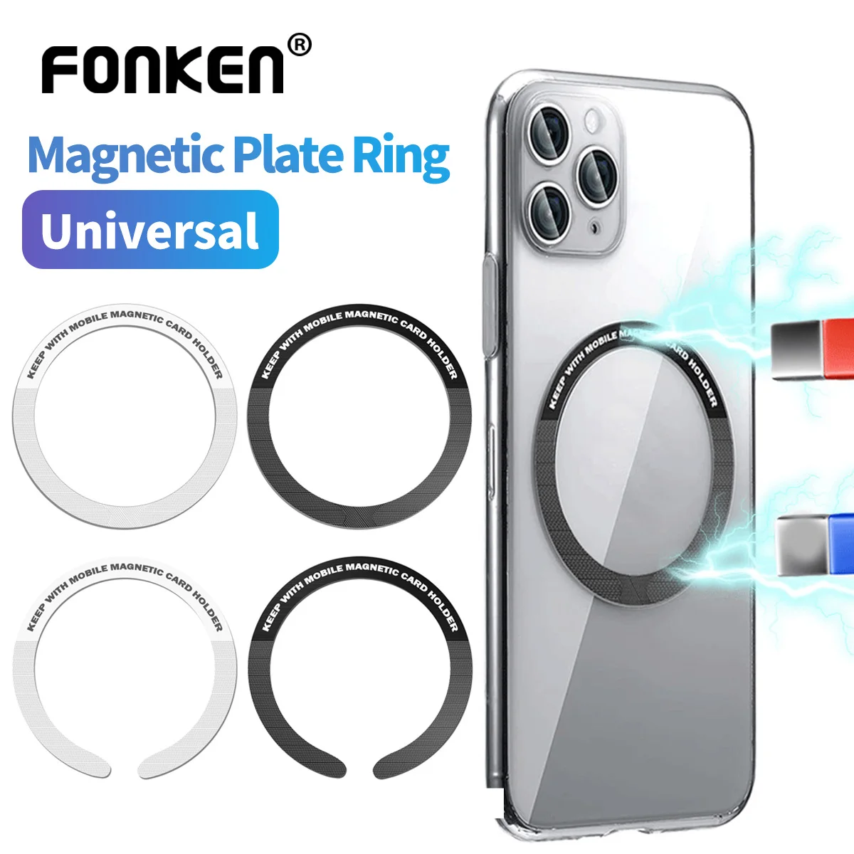 Fonken Per Magsafe Magnetic Wireless Charger Sticker Ring Per Iphone 14Promax 13 12 Custodia Di Ricarica Wireless Universale Con Piastra Metallica