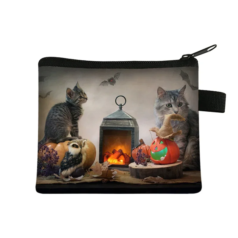 Coin Purse Cute Cat Print Coin Purses Mini Coin Wallet Bag Card Holder ID Credit Holder Pocket Women Girls Purse
