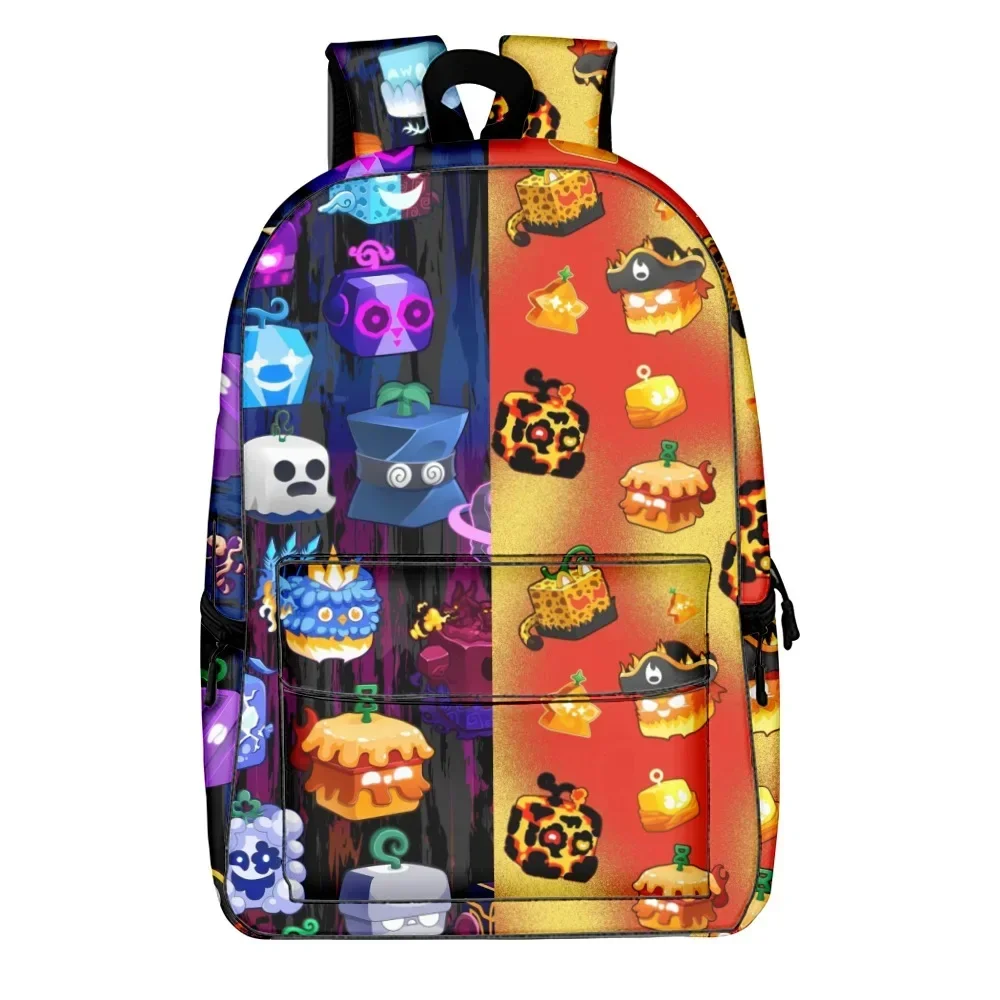 Zaino Roblox Trend Roblox Game Blox Fruits Zaino Di Grande Capacità Completamente Stampato Impermeabile, Traspirante E Resistente All'Usura