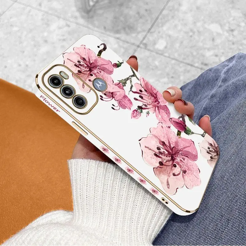 Ink Peach Blossoms Luxury Plating Phone Case Cover