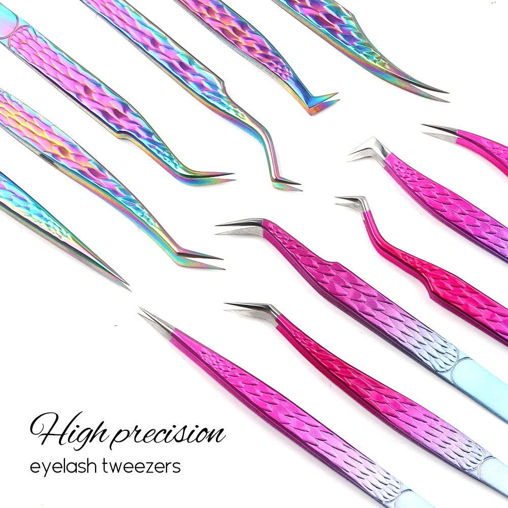 Gemerry Tweezers For Eyelash Extension Colorful Stainless Steel High Precision Lashes Tweezers Individual Volume Makeup Tools 2