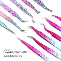 Gemerry Tweezers For Eyelash Extension Colorful Stainless Steel High Precision Lashes Tweezers Individual Volume Makeup Tools 2