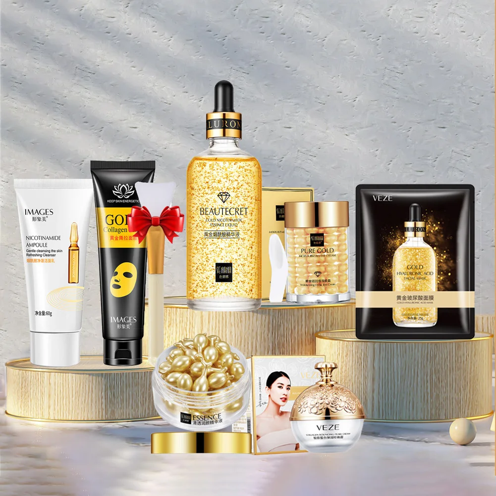 

Набор для ухода за кожей Niacinamide моющее средство 24K Золотая сыворотка маска с гиалуроновой кислотой выцветание темные круги под глазами крем для глаз корейские продукты для ухода за кожей