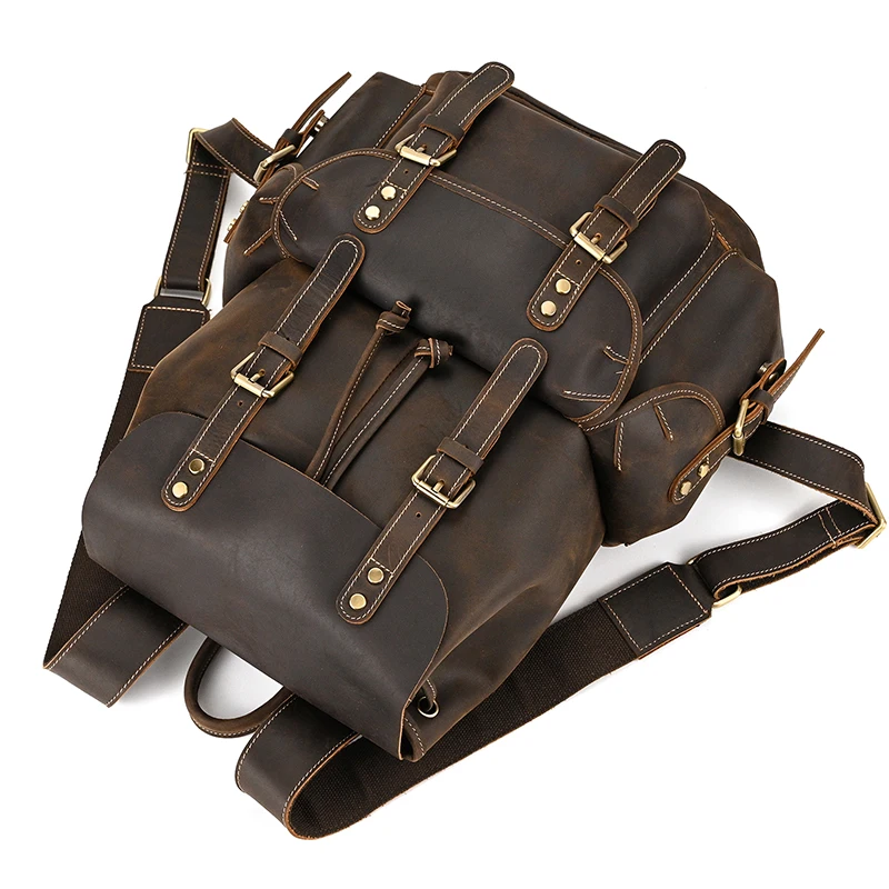 Leather Backpack Travel Pioneer™ - Dark Brown