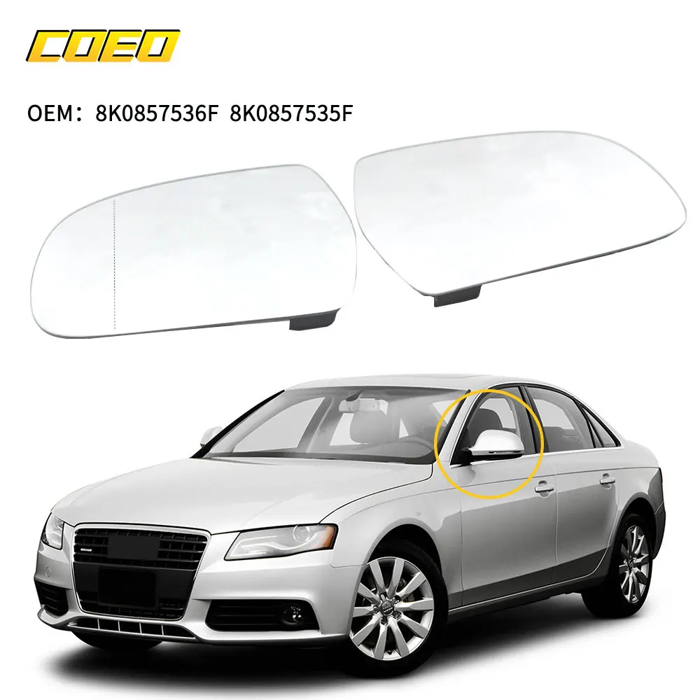 

Door Mirror White Glass Heated Pair 8K0857536F 8K0857535F White for A3 A4 A5