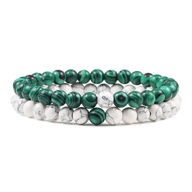 Ensemble de bracelets pour couple, charme en pierre naturelle œil de tigre et lave noire, bracelet extensible tendance, bracelet perlé de yoga, bijoux d'amitié, cadeau