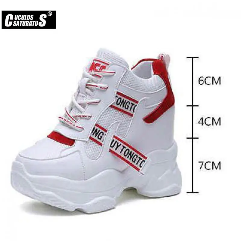 High Flat Platform 9cm Height Increasing Casual Shoes Woman Spring Hidden Wedge Sneakers Female Vulcanize Shoes women shoes casual sneakers women sneakers