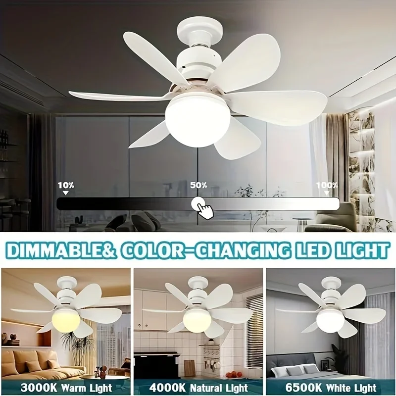 White/Multicolored 30W/40W Ceiling Fan Light with Remote Socket Light with Fan E26 Base in Ceiling 3 Speeds for Bedroom