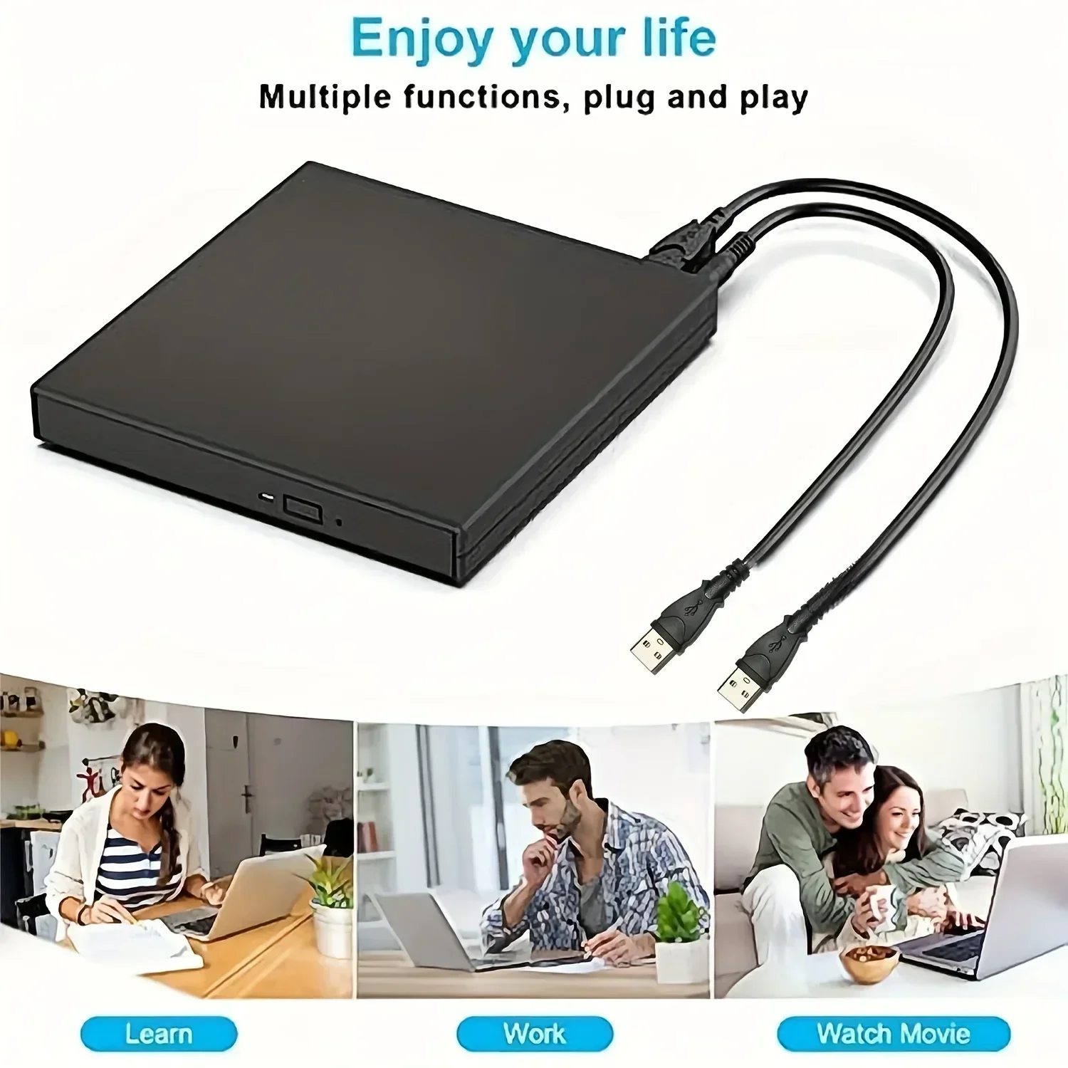 External CD DVD Drive, USB 2.0 Slim Protectable External CD-RW Drive DVD-RW Burner Player for Laptops Desktop PCs