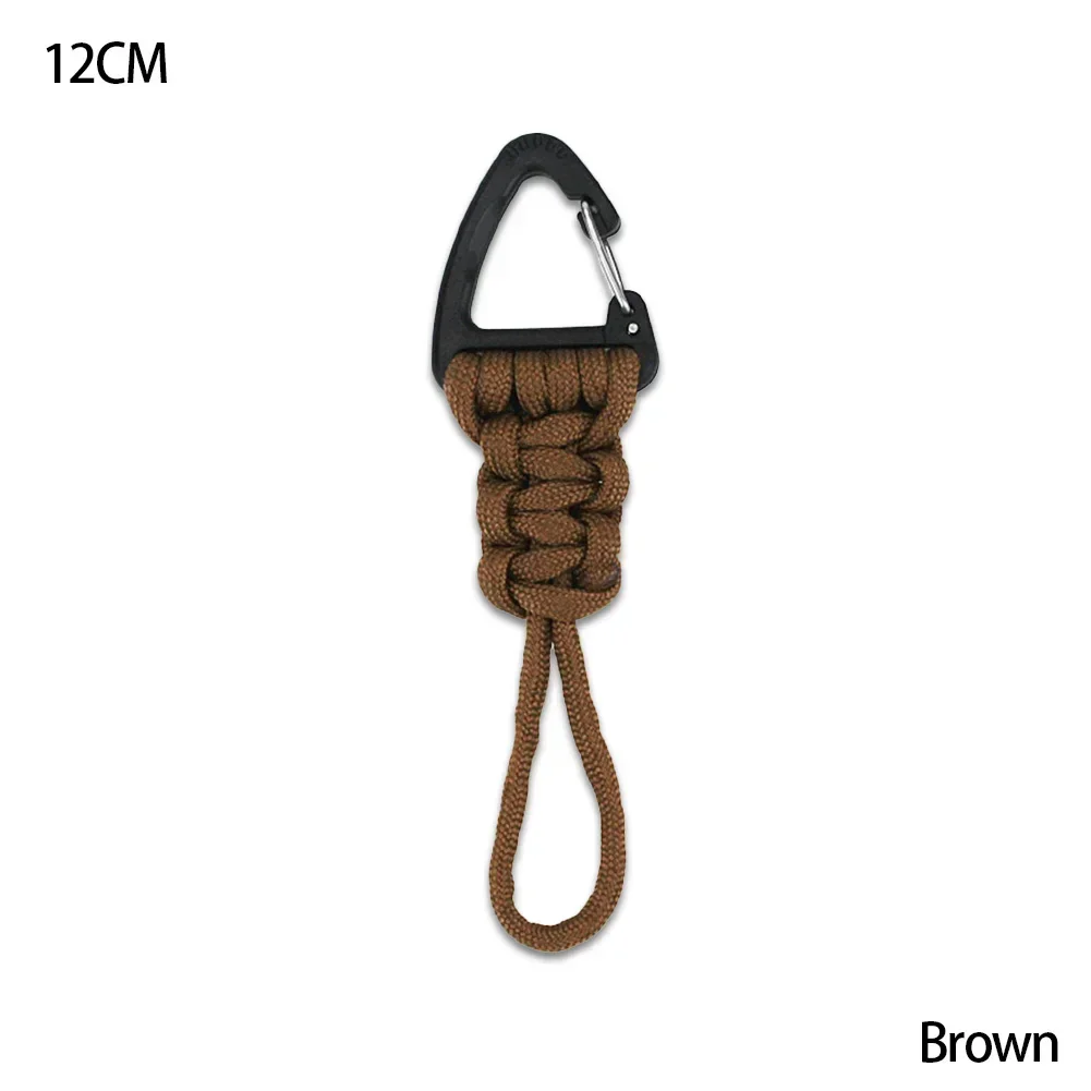 Braided Nylon Paracord Keychain with Metal Triangle Buckle and Carabiner