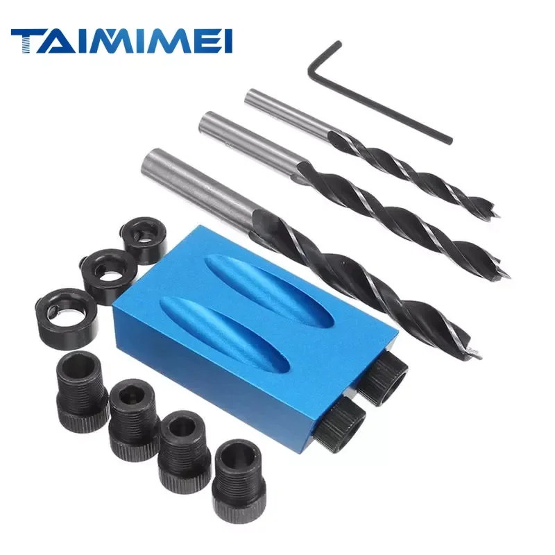 14pcs Pocket Hole Jig Kit 15 Degree Woodworking Inclined Hole Jig With