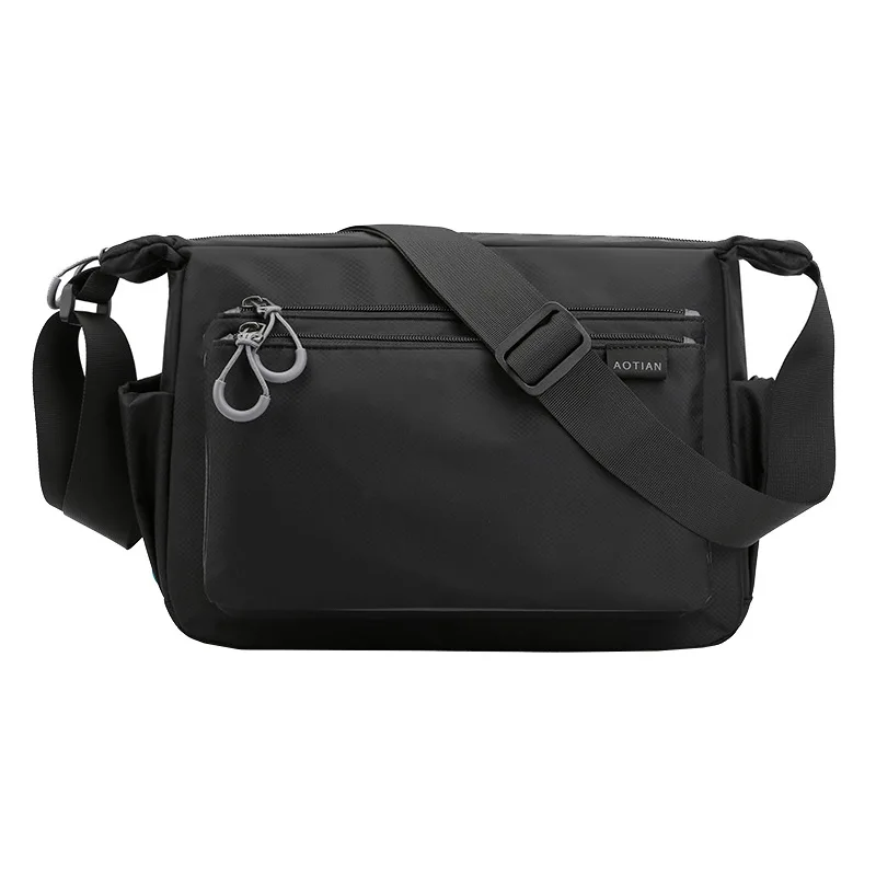 Strong Oxford Shoulder Crossbody Bags Men Economical Messenger Bag Multilayer Pockets Design Style Solid Colors Durable Zippers