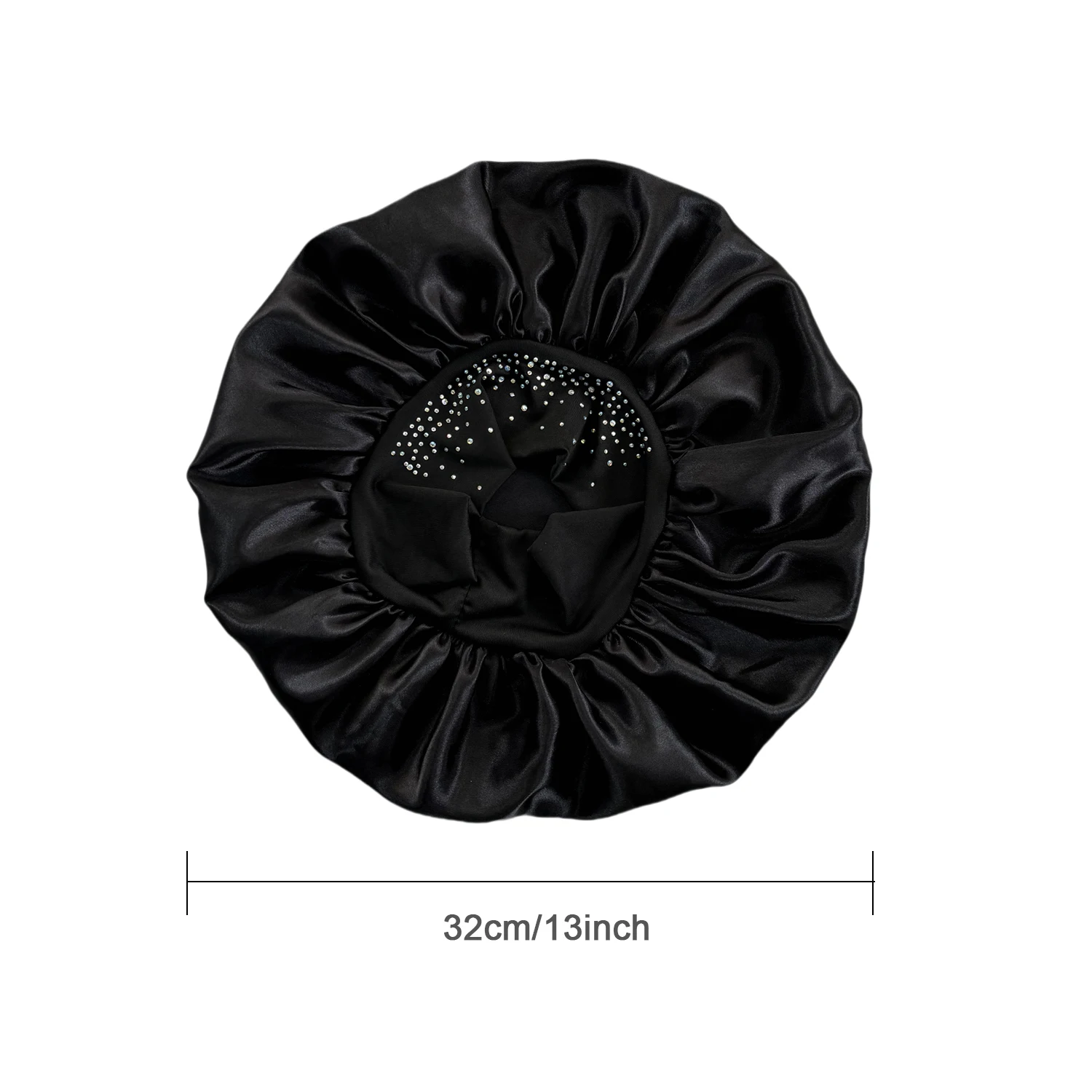 Newly Women Satin Night Sleep Cap Luxury Rhinestone Hair Bonnet Hat Shower Cap Bathroom Hair Accessories Turban Headwrap 2