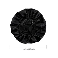 Newly Women Satin Night Sleep Cap Luxury Rhinestone Hair Bonnet Hat Shower Cap Bathroom Hair Accessories Turban Headwrap 2