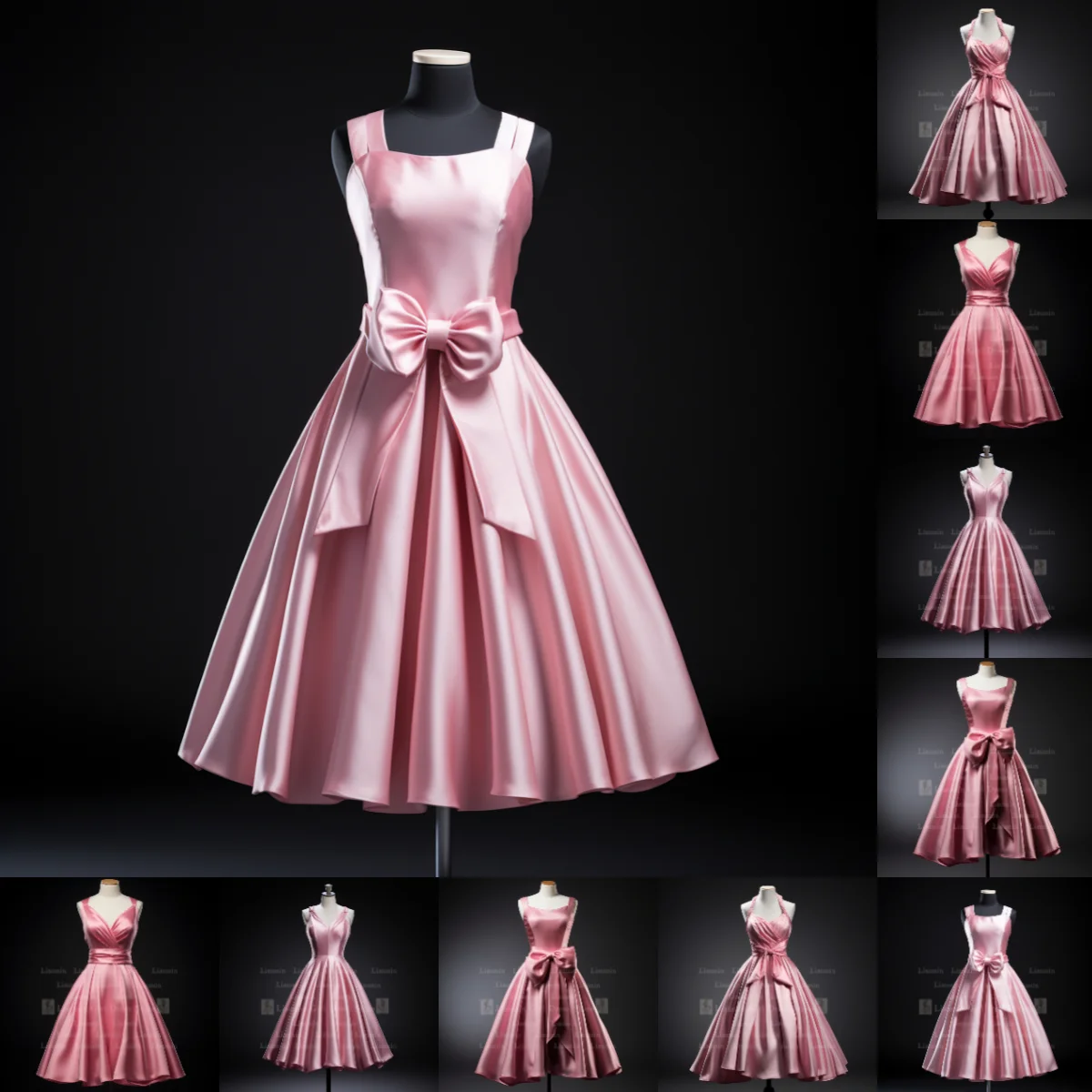 Robe à bretelle en satin rose