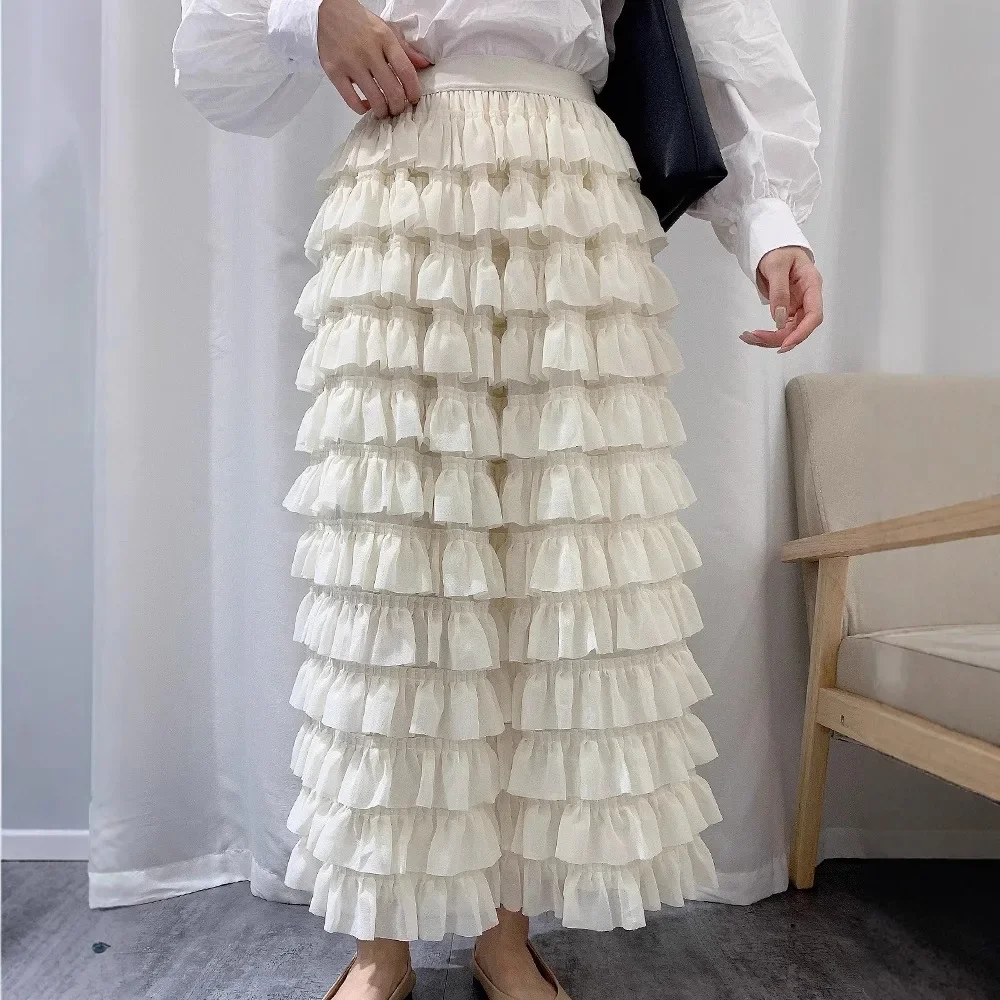 فستان شيفون طبقات خصر عالي