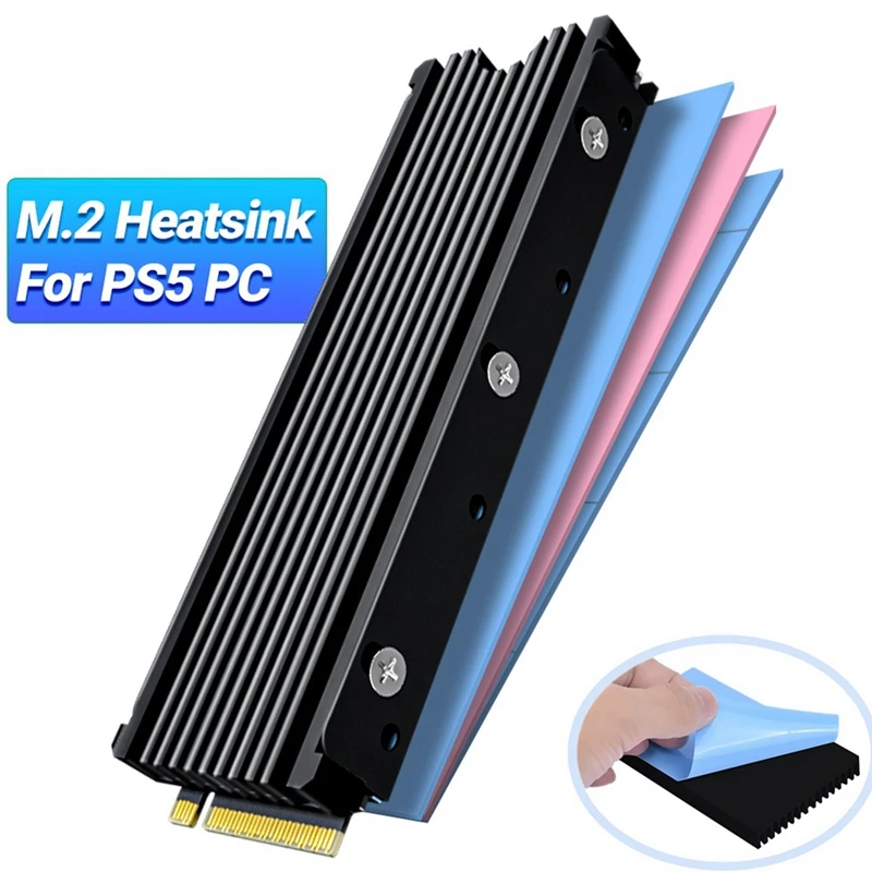 PS5 PC용 M.2 2280 SSD 방열판, NVME NGFF 2280 SSD 양면 방열판, 열 실리콘 패드 냉각, 사용하기 쉬운 빨간색
