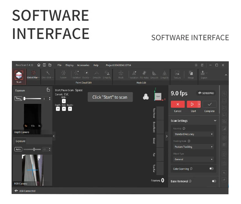 레보포인트 센스 프로 평판형 3D 스캐너, 뛰어난 굴곡성, USB 인터페이스 및 CCD 광원, 재고 있음 AA