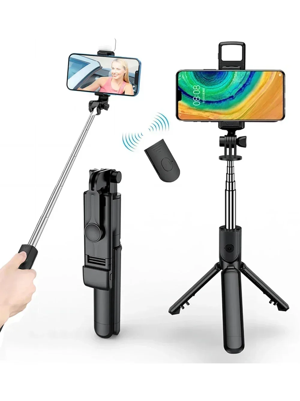 Description Picture 2 of itemBluetooth Wireless Selfie Tripod 3 In 1 With Fill Light Shutter Remote Control Portable Foldable Monopod For iPhone Smart Phone