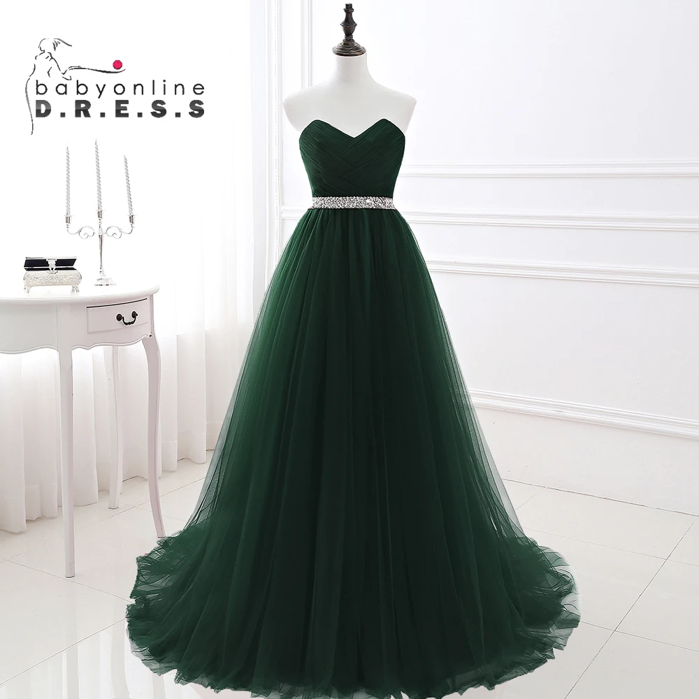 

BABYONLINE Elegant Prom Dress Sweetheart Sleeveless Princess with Crystal Rhinestones Belt Floor Length Ball Gown Even Party