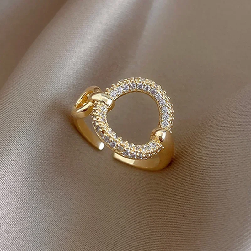 Rings For Women Irregular Hollow Opening Stainless Steel Gold Color Geometric Rings Fashion Simple Party Christmas Jewelry Gifts