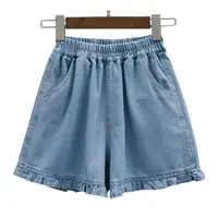 Short Pants for Woman To Wear Elastic Waist Women's Shorts Denim Mid Length Kawaii Cute Ruffle Knee Jeans Bermuda Half Outdoor - Image 6