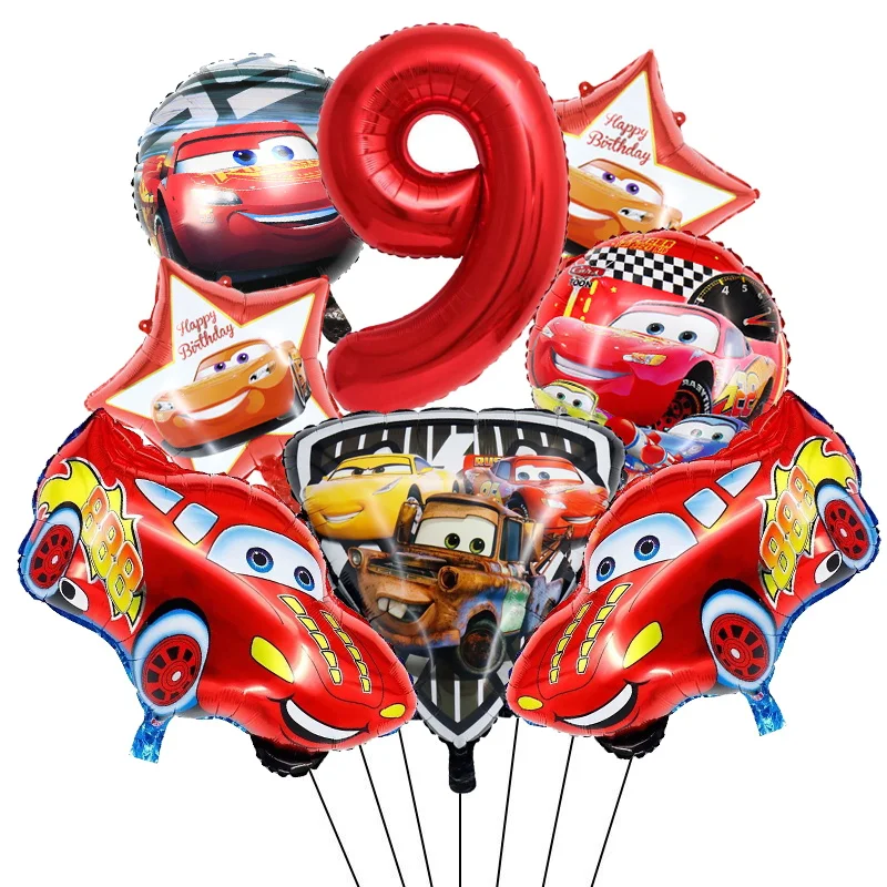 thumbnail image 1 of Decoraciones para fiestas de cumpleaños de Cars Disney Pixar Cars Lightning Mcqueen Globos Servilletas de papel Vasos Platos Bolsas de regalo Vajilla Suministros, 1 of 5