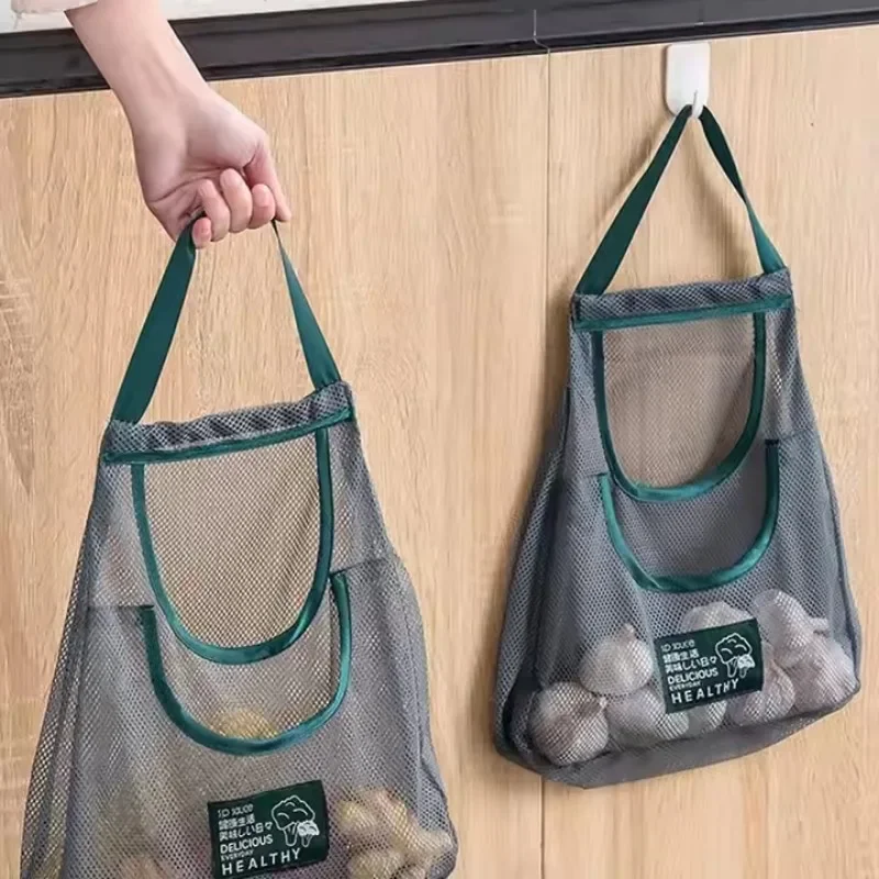 Portable Mesh Food Storage Bag for Onion Garlic Potato Durable Kitchen Organizer Reusable Breathable Vegetable Storage Bag