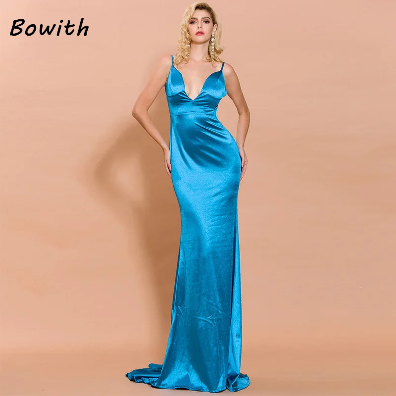 

Bowith Evening Dress Wedding Party Elegant V-neck Backless Long Dress for Women Prom Formal Occasions Dress Gala Gown vestidos