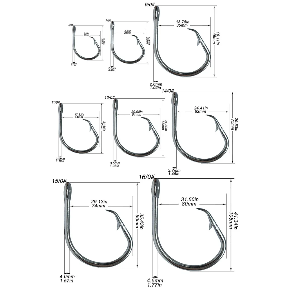 Extra Strong Big Game Circle Hooks For Tuna, Shark & Alligator - Saltwater Fishing Hooks Size 10/0 (5 Pack) - View #3