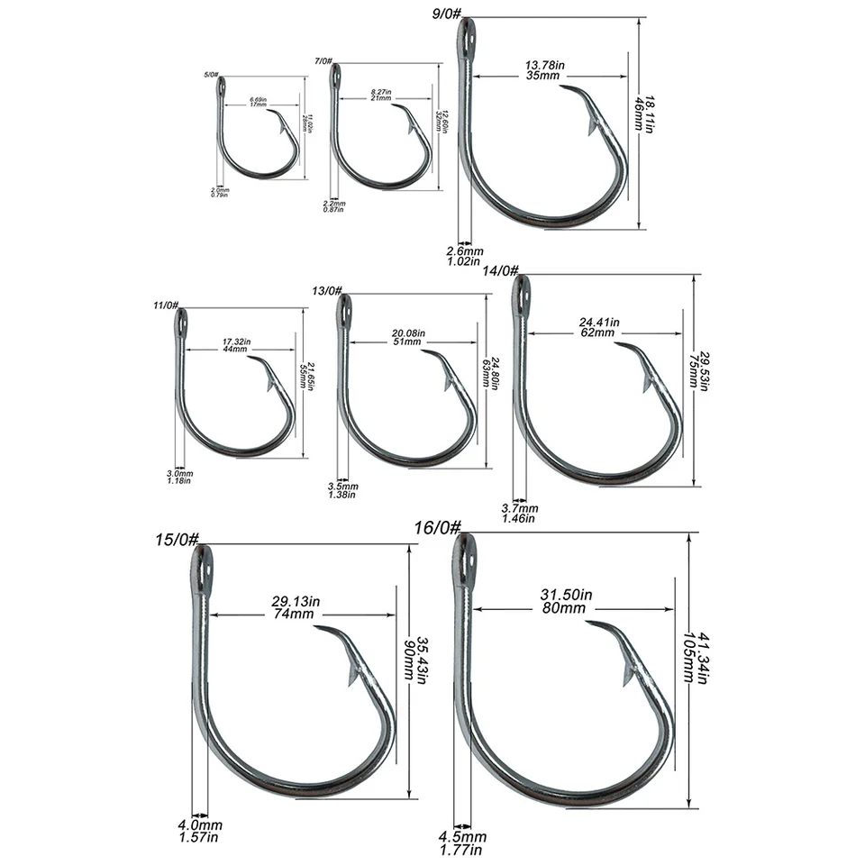 Alwonder Fishing Circle Hooks - High Carbon Steel, Welded Eye, For Catfish, Tuna, Marlin & Saltwater