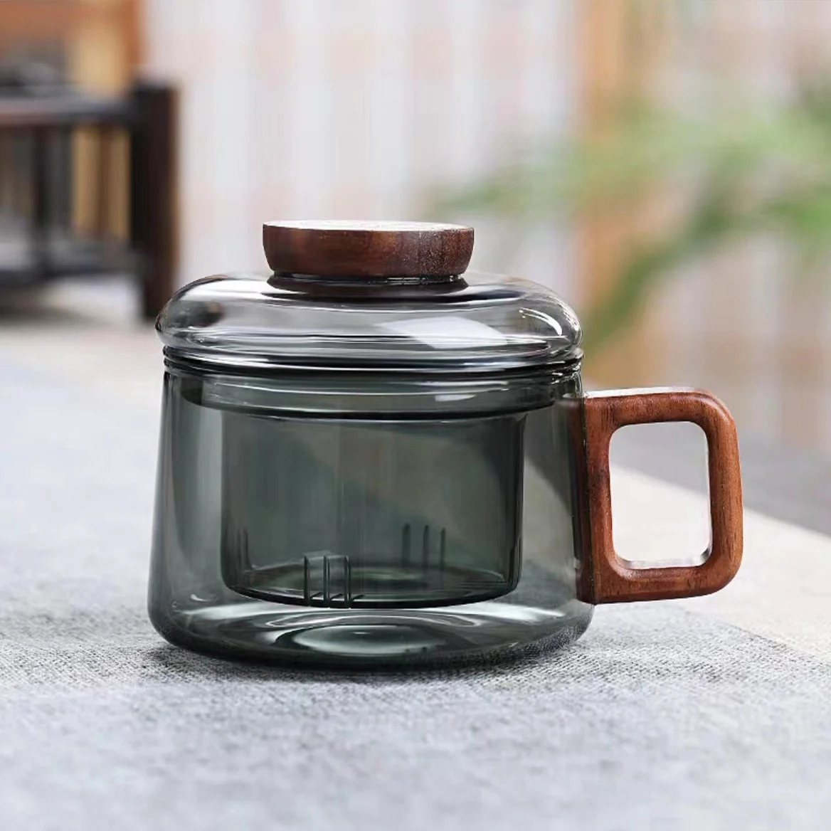 200ml Heat Resistant Borosilicate Glass Tea Cup - Kung Fu Tea Set with Cover