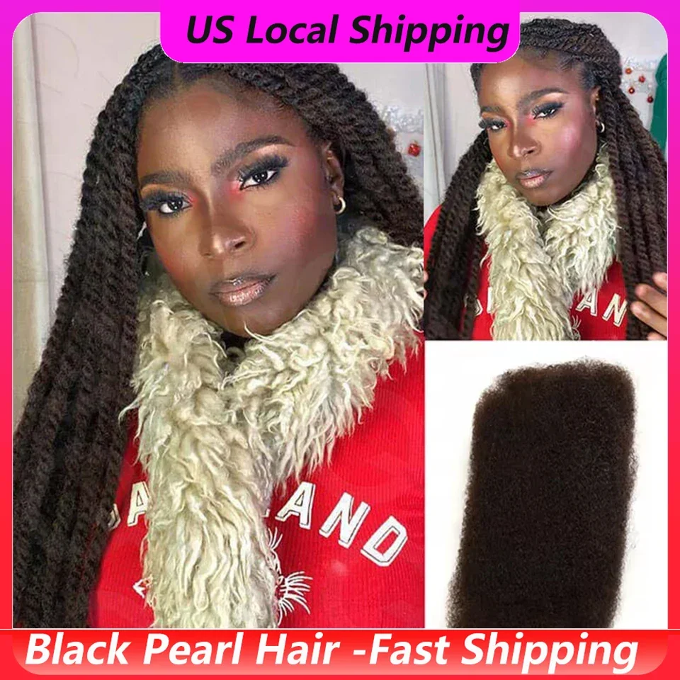 Peruvian Afro Kinky Human Hair for Locs 1 Pack Afro Kinky Bulk Human Hair for Dreadlock Extensions Loc Repair Braiding Twist 6