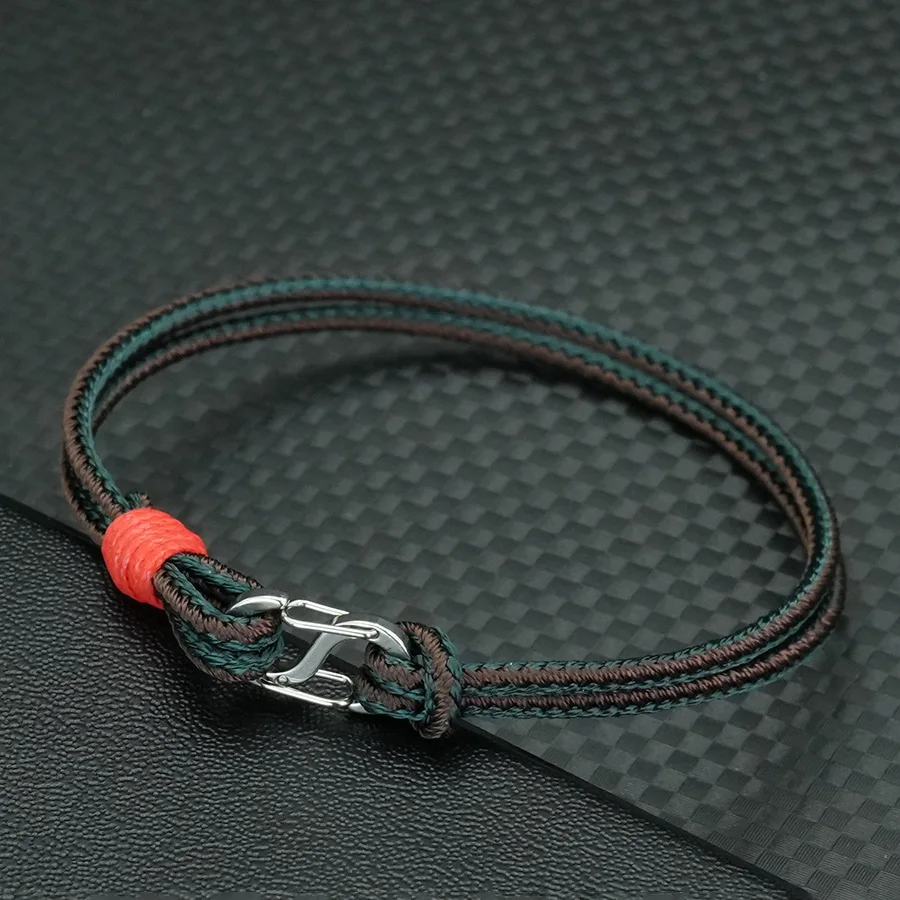Stainless Steel Men Rope Bracelet with Buckle