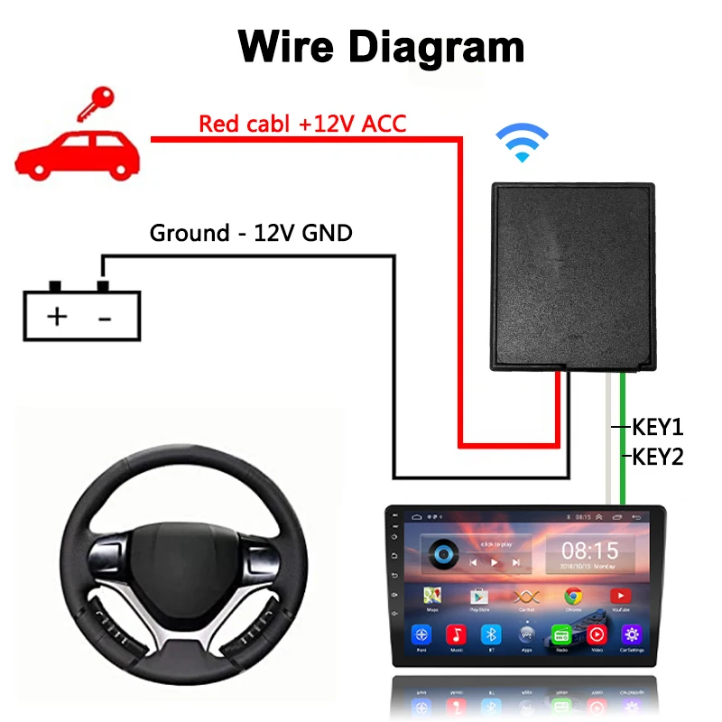 Universal Wireless Steering Wheel Control button Auto Switch for Car Radio DVD Navigation multimedia stereo 10 keys back light