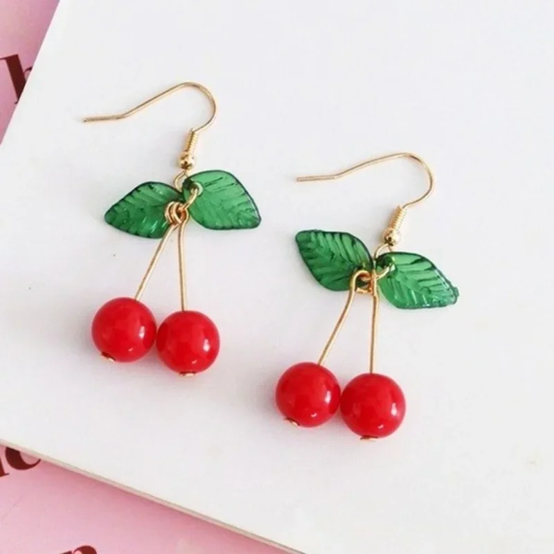 

Delysia King beautiful student girl cherry fruit shaped ear hook earrings jewelry