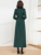 New Women Long Woolen Coat Autumn Winter Elegant Fashion Suit Collar Slim Wool Blends Overcoat Simplicity Dark Green Woolen Coat #2