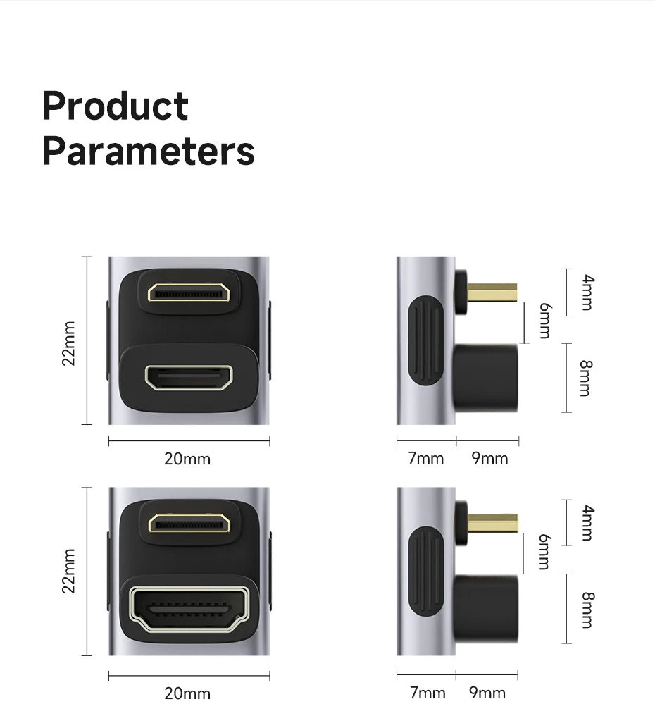 Hagibis HDMI 2.1 90° Right Angle Male to Female Adapter
